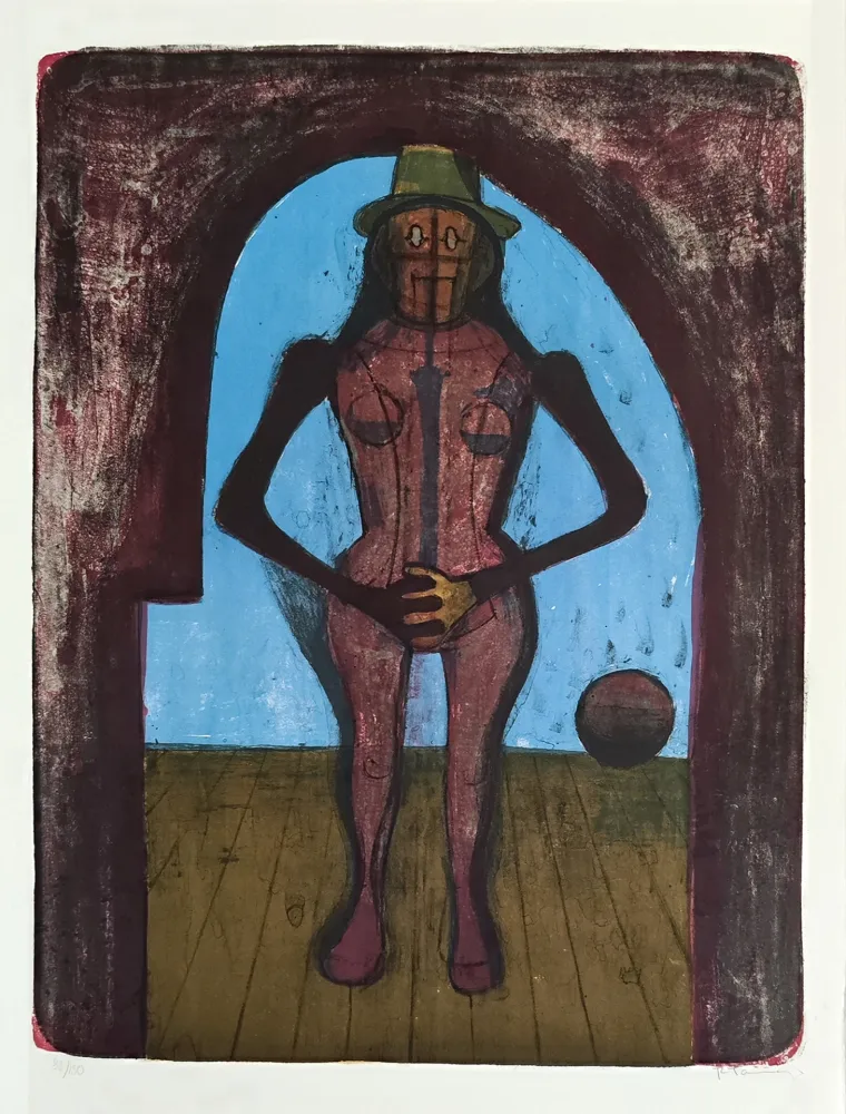 Литография Tamayo - Femme au collant rose