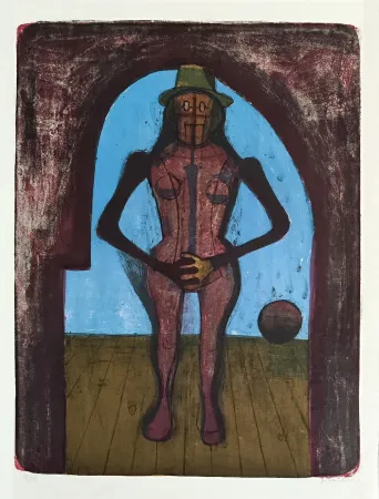 Литография Tamayo - Femme au collant rose