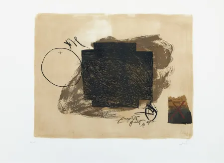 Акватинта Tàpies - Cercle croix et collage
