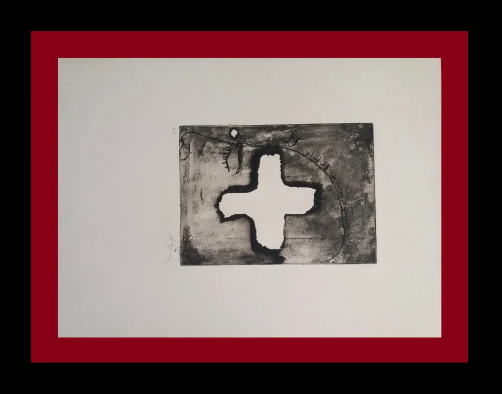 Гравюра Tàpies - Creu sobre cap