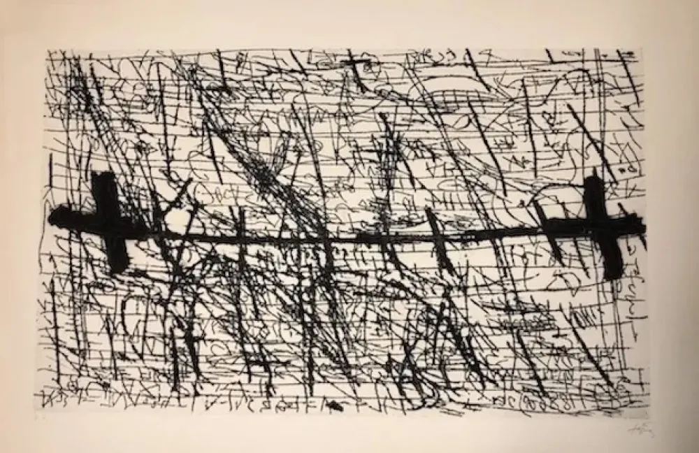 Офорт Tàpies - Graphismes et deux croix