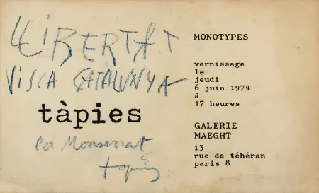 Литография Tàpies - Monotypes