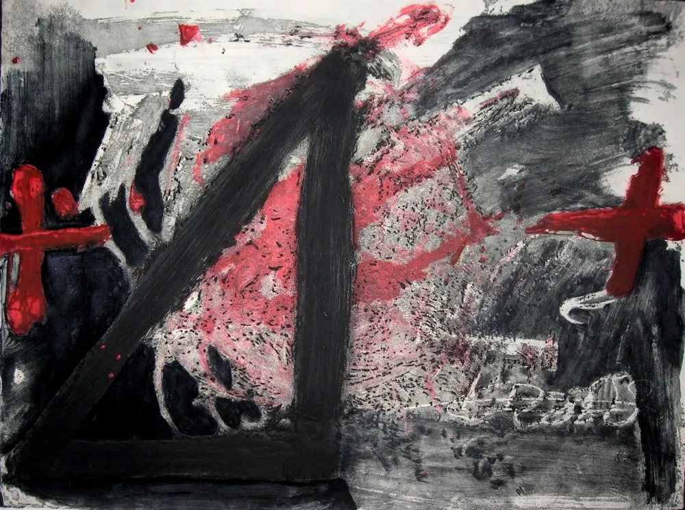 Офорт И Аквитанта Tàpies - Negre i Roig