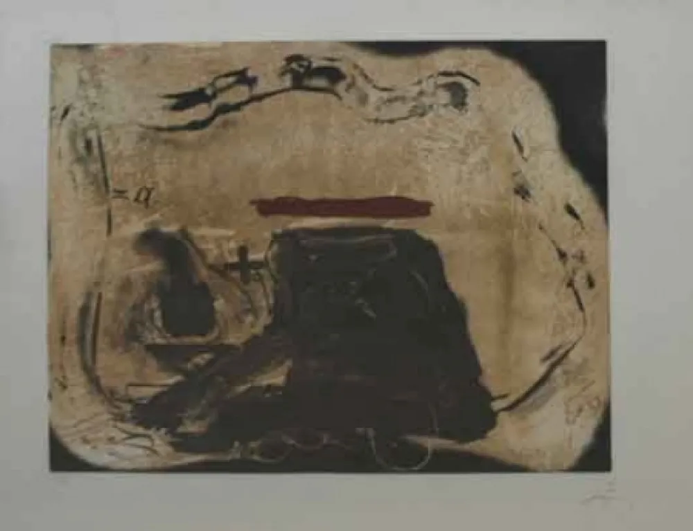 Офорт Tàpies - Pied Et Trait Rouge