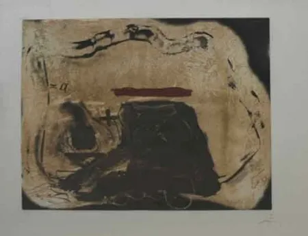 Офорт Tàpies - Pied Et Trait Rouge