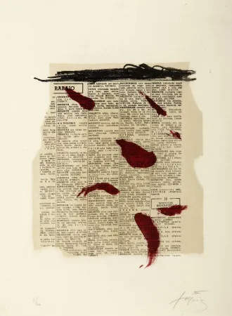 Литография Tàpies - Taches Rouges au Journal