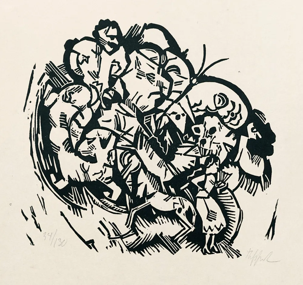 Гравюра На Дереве Tappert - Paar und Traumtiere (Couple and Dream Animals)