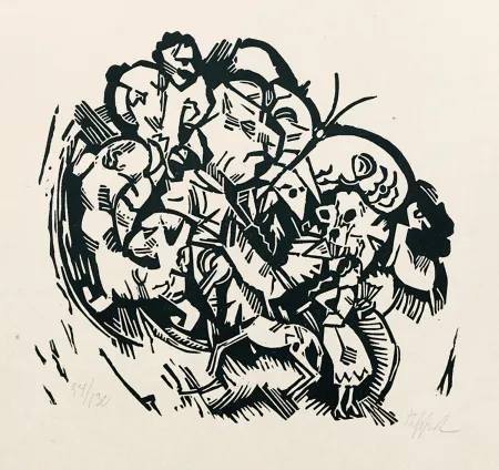 Гравюра На Дереве Tappert - Paar und Traumtiere (Couple and Dream Animals)