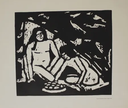 Гравюра На Дереве Tappert - Zwei sitzende Mädchenakte