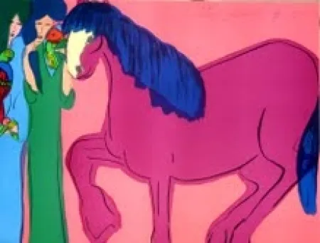 Литография Ting - Cheval et geishas