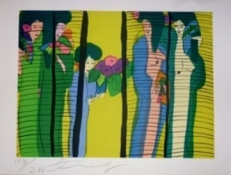 Литография Ting - Geishas et fleurs