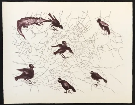 Гравюра Toledo - Birds and Crocodile