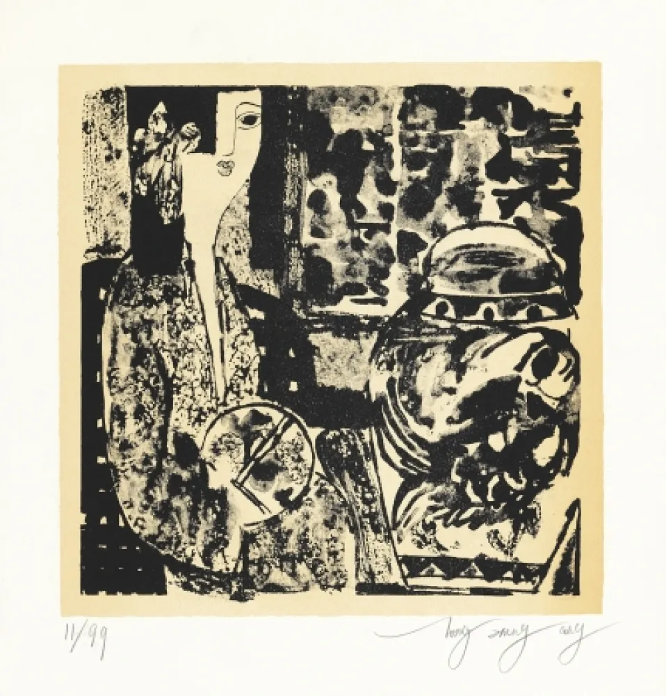 Литография Tongzhengang - Femme à l'éventail