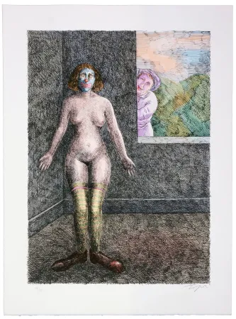 Литография Topor - Le valet Silot installa, à Neuilly, chez son maître absent, une femme amusante, puis disparut, emportrant tout, sauf elle