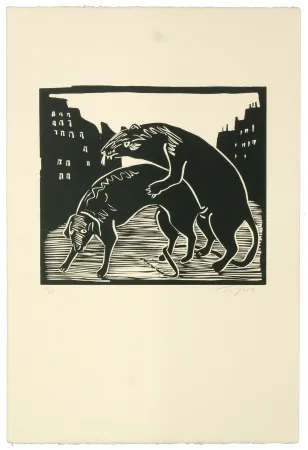 Линогравюра Topor - Que fait la police ?