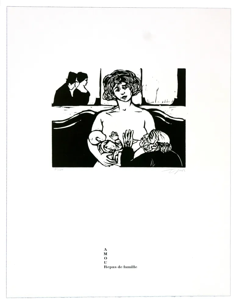 Линогравюра Topor - Repas de famille
