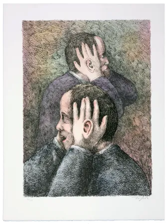 Литография Topor - Trop de gens annoncent : 