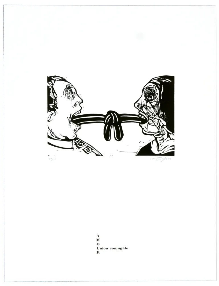 Линогравюра Topor - Union conjuguale