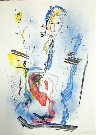 Литография Treccani - Donna e violino