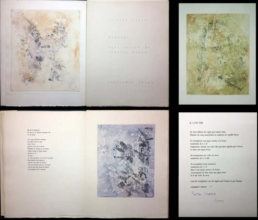 Иллюстрированная Книга Tzara - VIGIES. 5 eaux-fortes de Camille Bryen (1962).