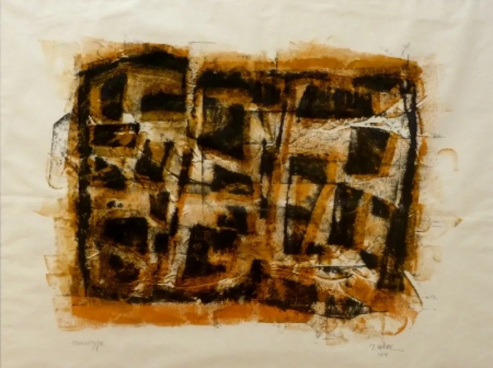 Монотип Ubac - Slate print with gouache