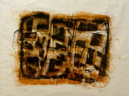 Монотип Ubac - Slate print with gouache