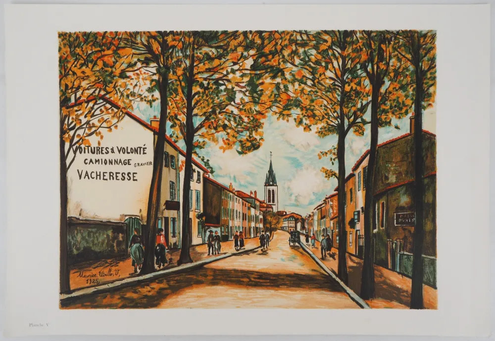 Литография Utrillo - La Vacheresse, route National à Anse (Rhône)