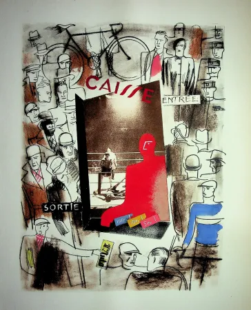 Литография Uzelac - Au stade, le spectacle du sport