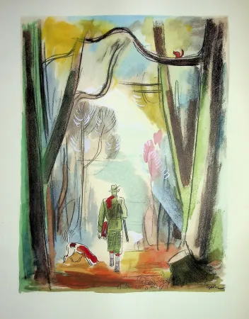 Литография Uzelac - La chasse traditionnelle