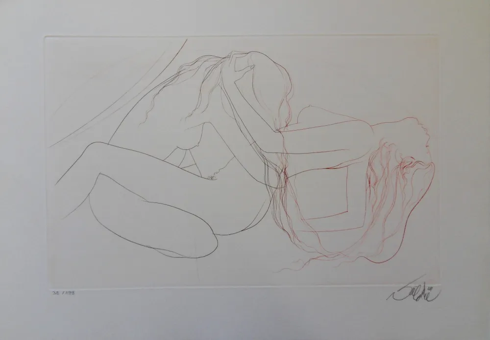 Гравюра Valadie - Elle chavirait de plaisir