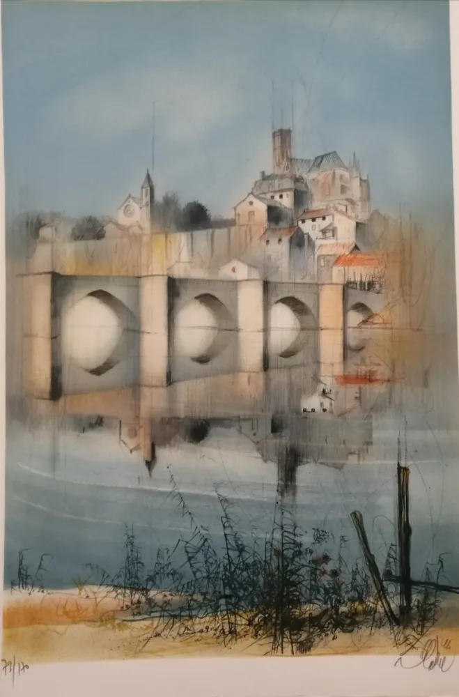 Литография Valadie - Le Pont de Limoges