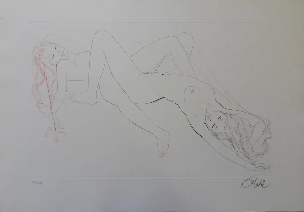 Гравюра Valadie - Les amantes, plaisir partagé