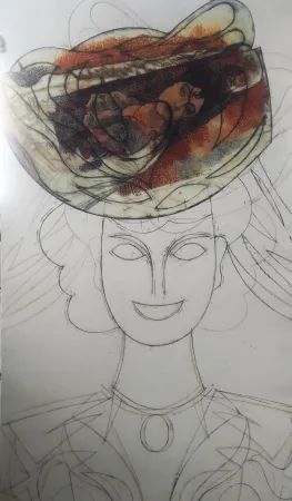 Офорт И Аквитанта Valdés - Cabeza con sombrero III