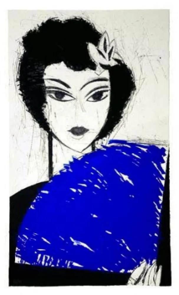 Офорт И Аквитанта Valdés - La Femme à l'éventail