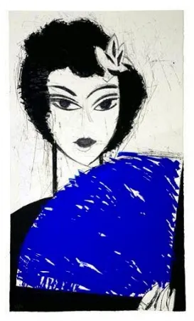 Офорт И Аквитанта Valdés - La Femme à l'éventail