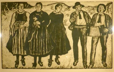 Офорт Vallet - Jour de fête / Festtag