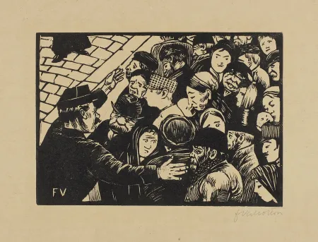 Гравюра На Дереве Vallotton - La Foule à Paris 