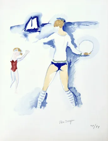 Литография Van Dongen -  Femme sur la Plage	