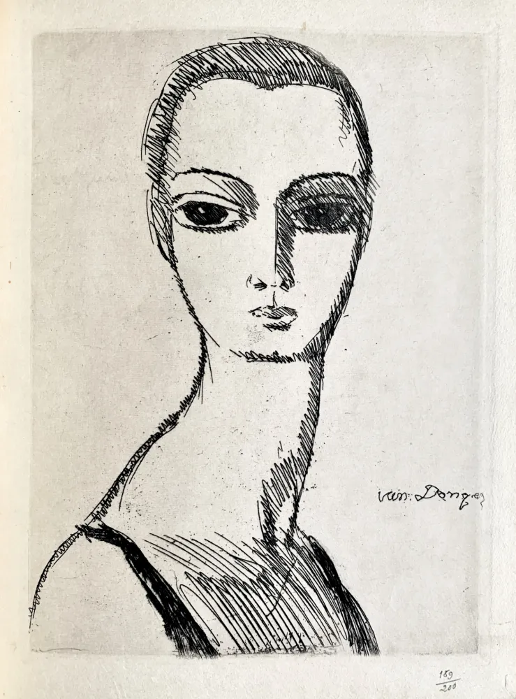 Гравюра Van Dongen - Girl with swans neck