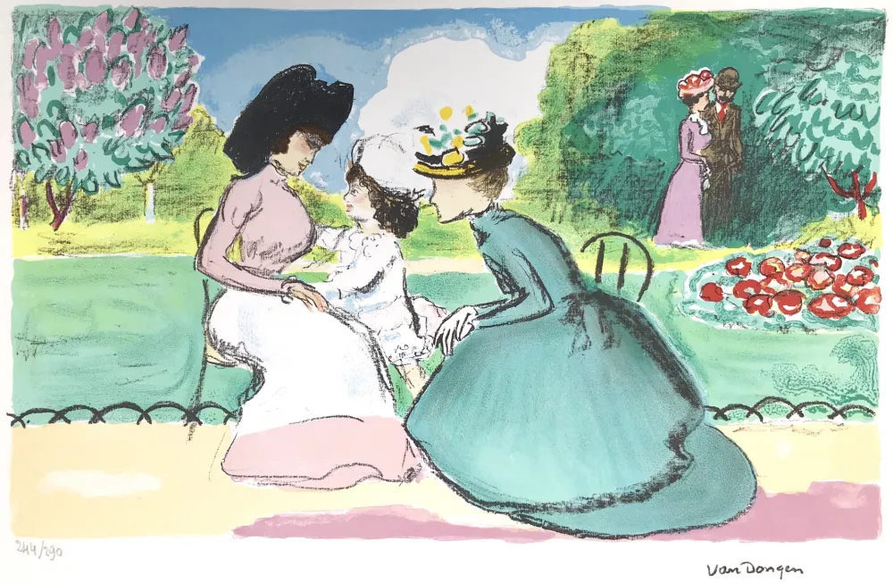 Литография Van Dongen - Meeting in the Parc