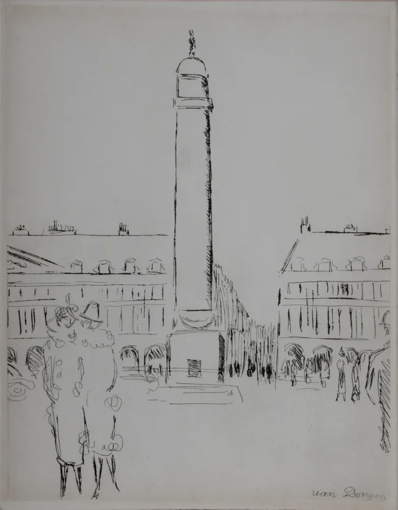 Гравюра Van Dongen - Paris 1937 : Place Vendôme, 1937