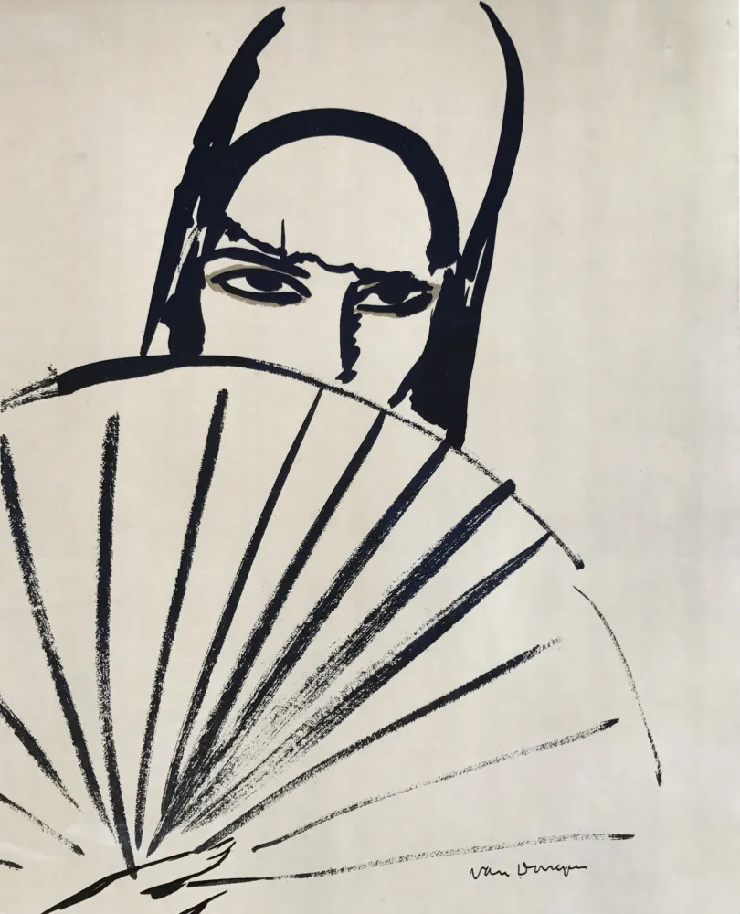 Литография Van Dongen - Woman with fan