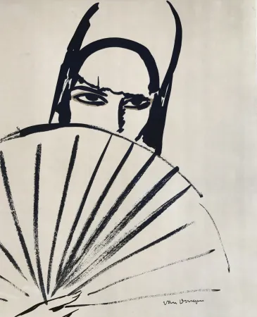 Литография Van Dongen - Woman with fan