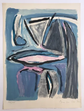 Литография Van Velde - Ailleurs bleu