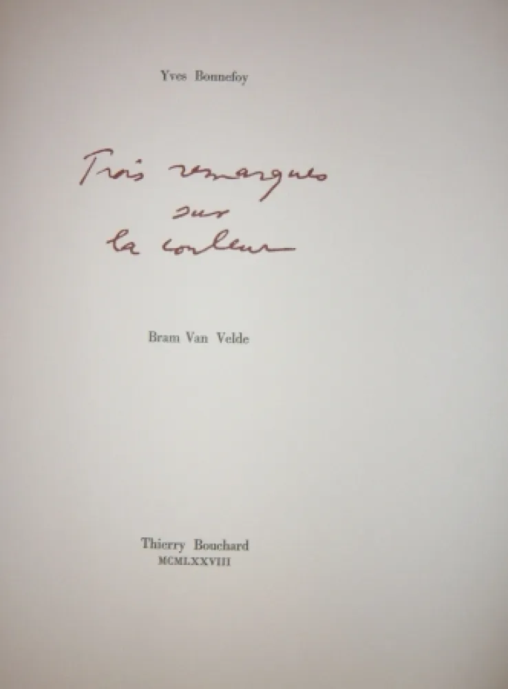 Иллюстрированная Книга Van Velde - Cinq remarques sur la couleur