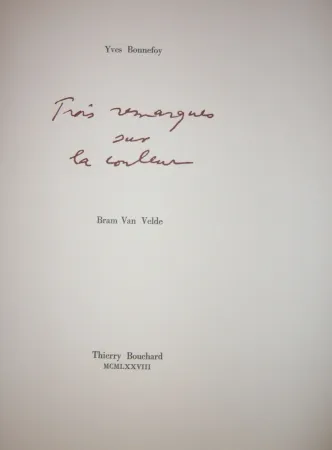 Иллюстрированная Книга Van Velde - Cinq remarques sur la couleur