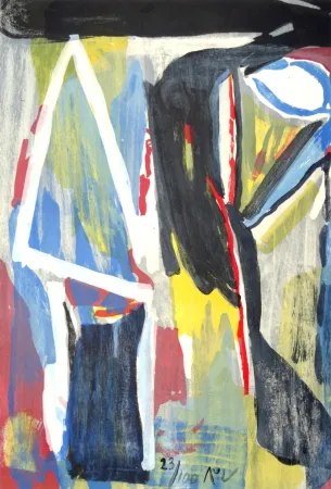 Литография Van Velde - Composition 9 couleurs