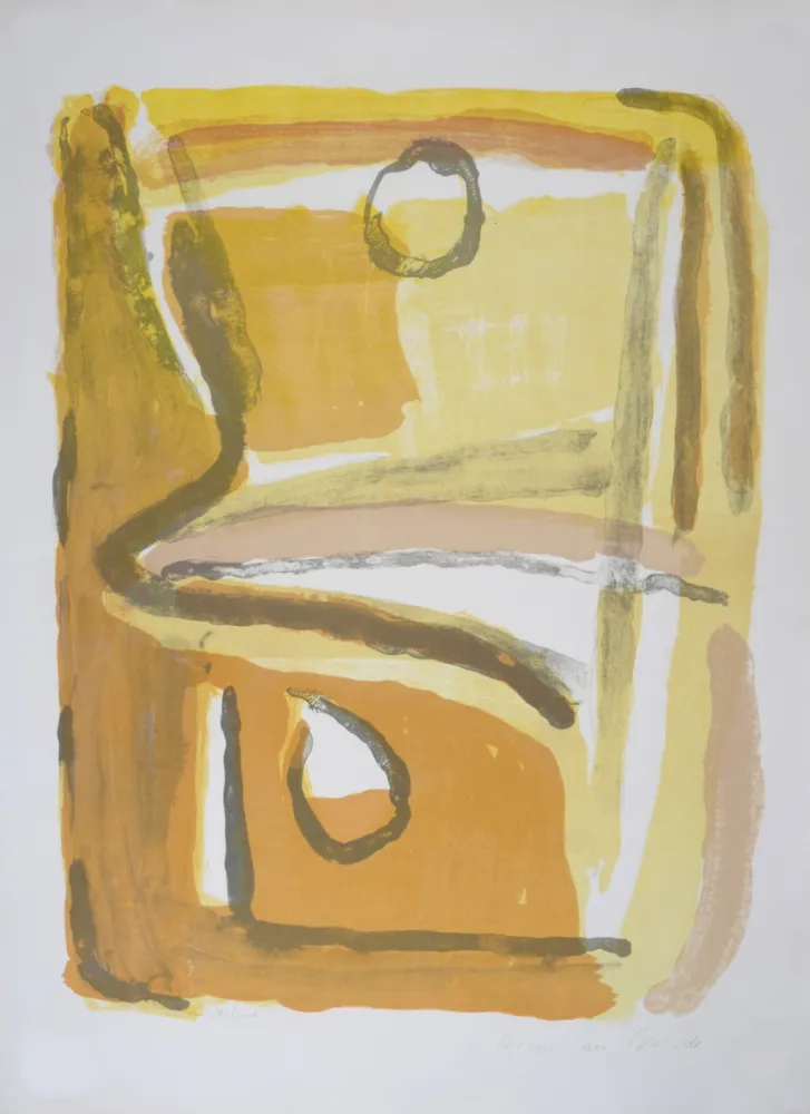 Литография Van Velde - Parcours Jaune, 1967 - Hand-signed