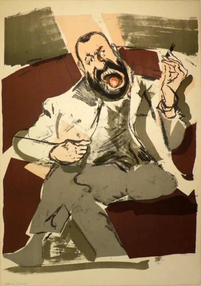 Литография Varlin (Guggenheim, Willy) - Portrait des Photographen Ernst Scheidegger