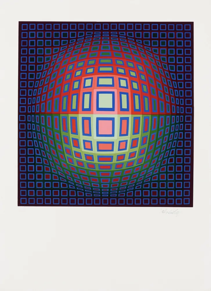 Многоэкземплярное Произведение Vasarely - Blue Composition, c
